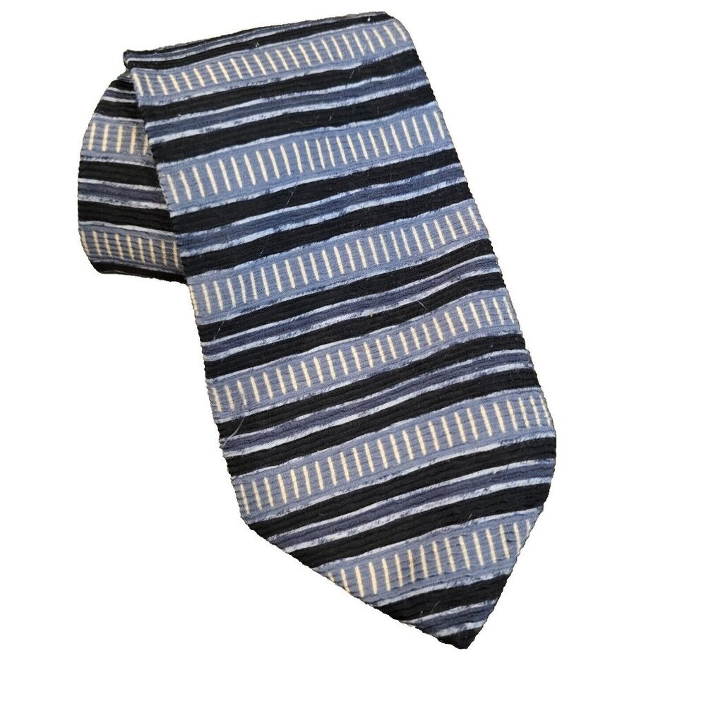 Vintage Necktie Mens Havana Tie Rack Made in Italy Polyester Striped Blue Office